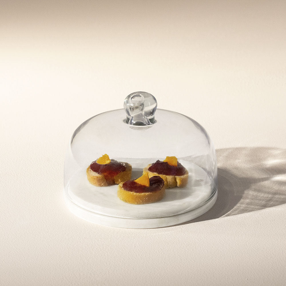 Snowy Pearls Round Cake Dome with Platter