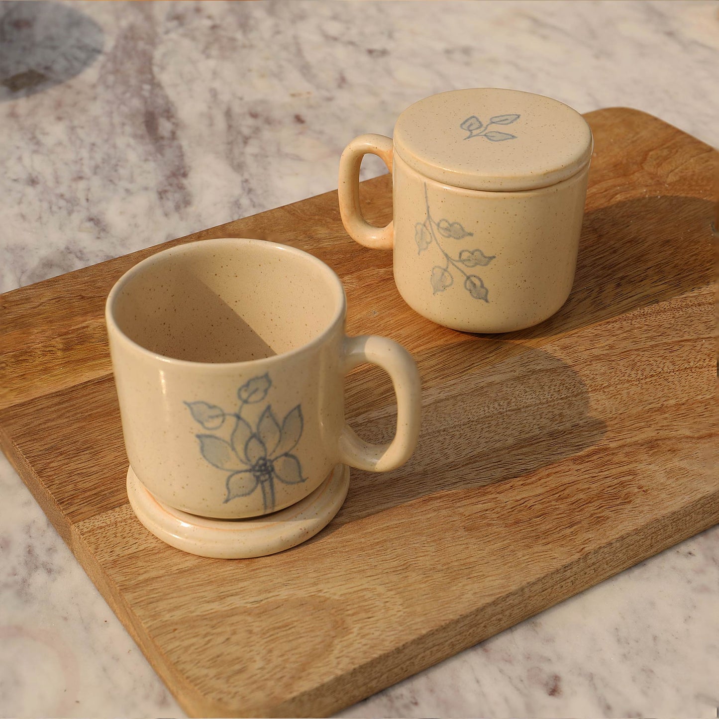 Blushing Flowers Small Mug with Lid (Set of 2)