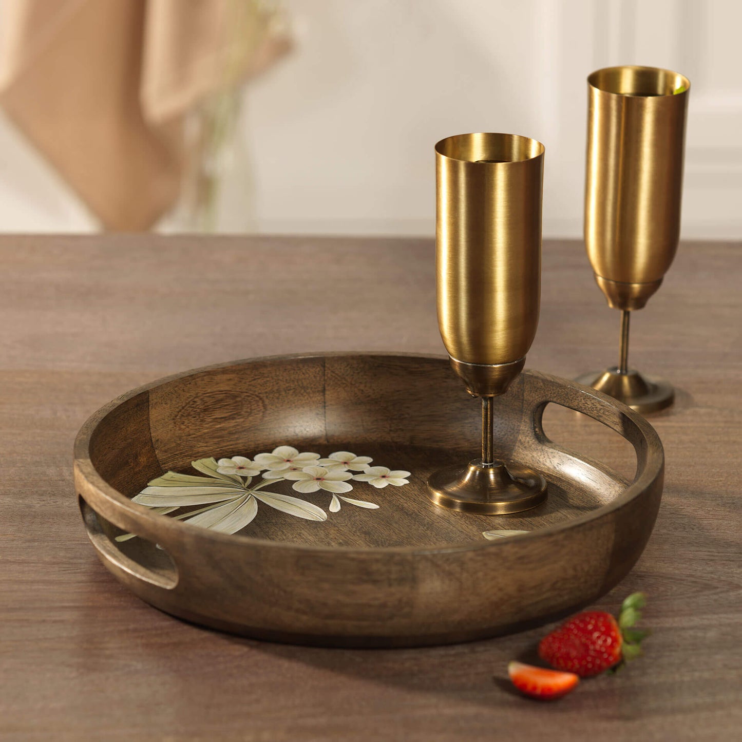 Floral Sunset Round Serving Tray