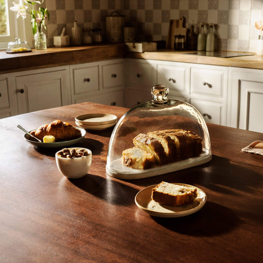 Snowy Pearls Oval Cake Dome with Platter